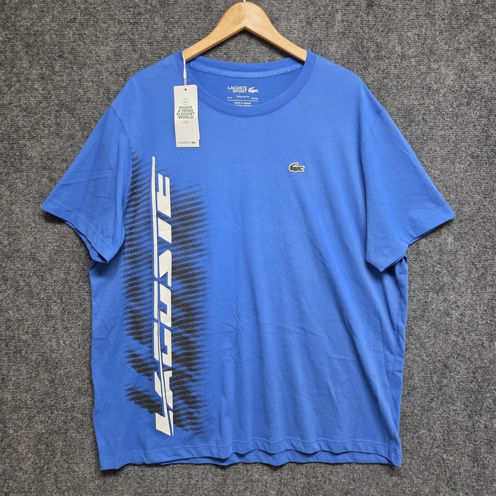 Lacoste Sport Shirt Mens 3XL Blue Regular Fit Tee Short Sleeve Casual